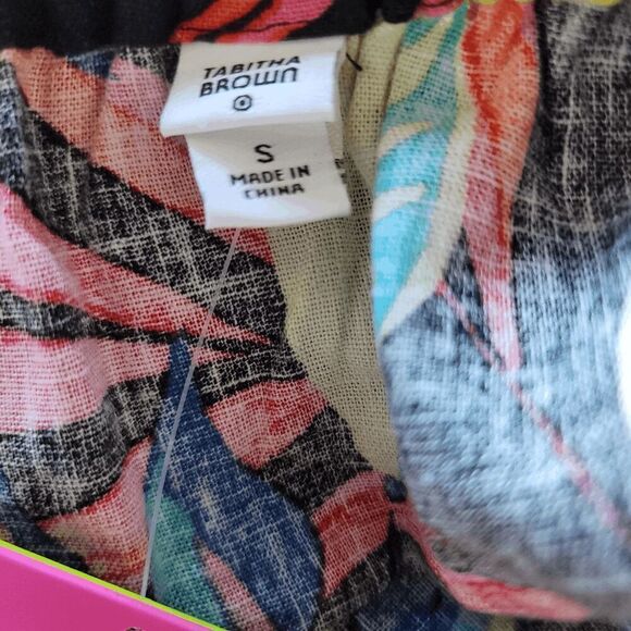 Tabitha Brown womens Sz S multicolor lemon print Bardot off the shoulder top - Picture 8 of 8